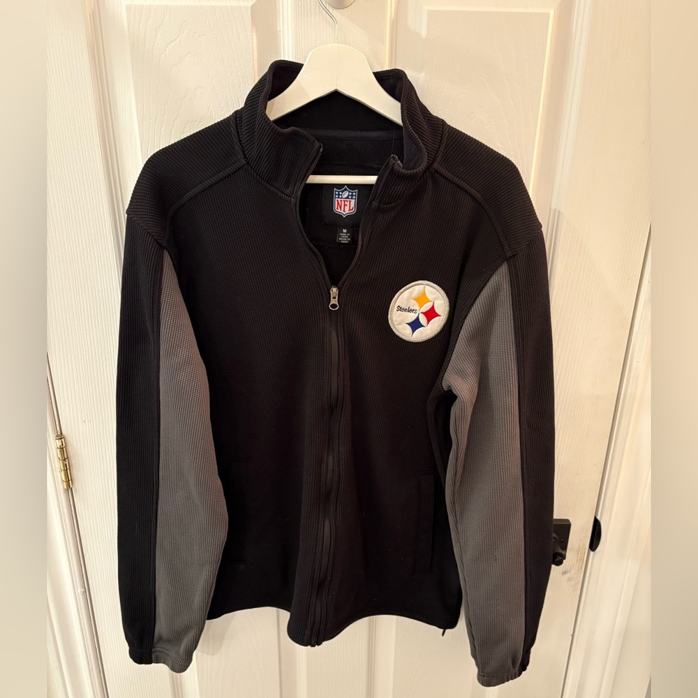 NFL Pittsburgh Steelers Black and Gray Zip-Up